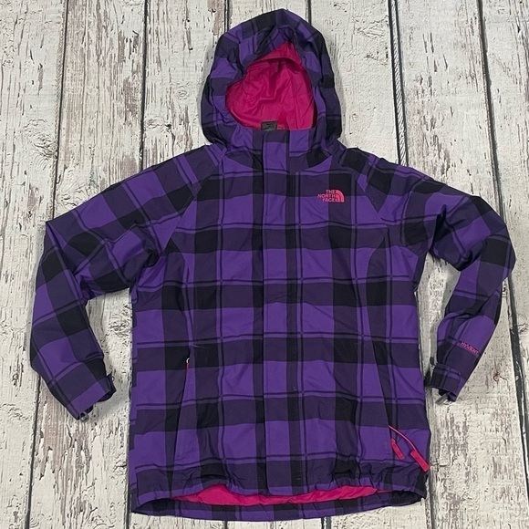 Girls The North Face Purple HyVent Shell Hooded Ski Jacket - Picture 1 of 12